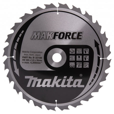 Makita Kreissägeblatt für 5143R 355 x 30 mm Holz Sägeblatt 24 Zähne B-32188