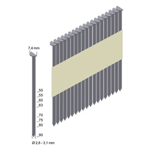 3,1 x 90 mm Verzinkt  34° Streifennägel 