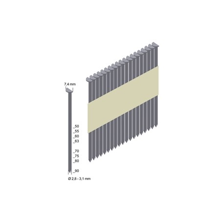 3,1 x 90 mm Verzinkt  34° Streifennägel 