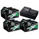 HiKOKI Booster Pack ( 3 x Multi Volt Akku + 1 Ladegerät ) 2,5 / 5 Ah
